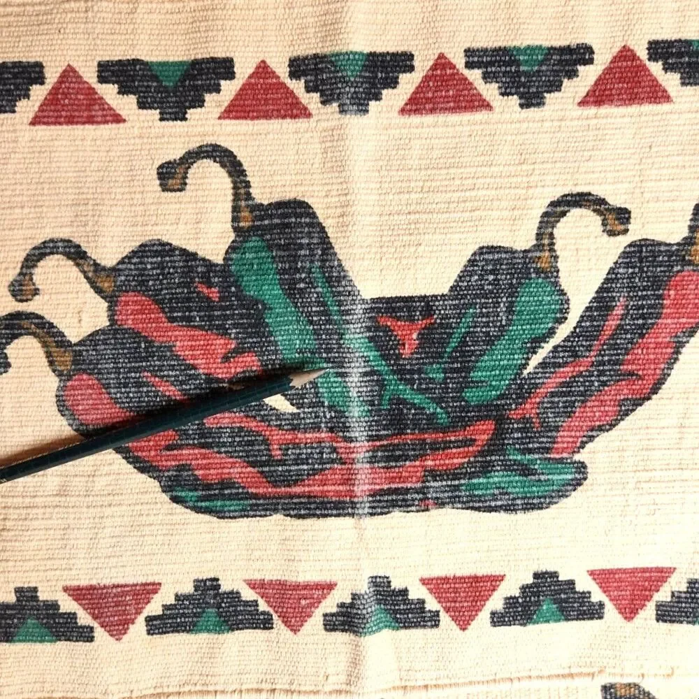 Vtg Southwest Woven Chili Pepper Placemats Set of 4 Fringe Cotton Western Rustic